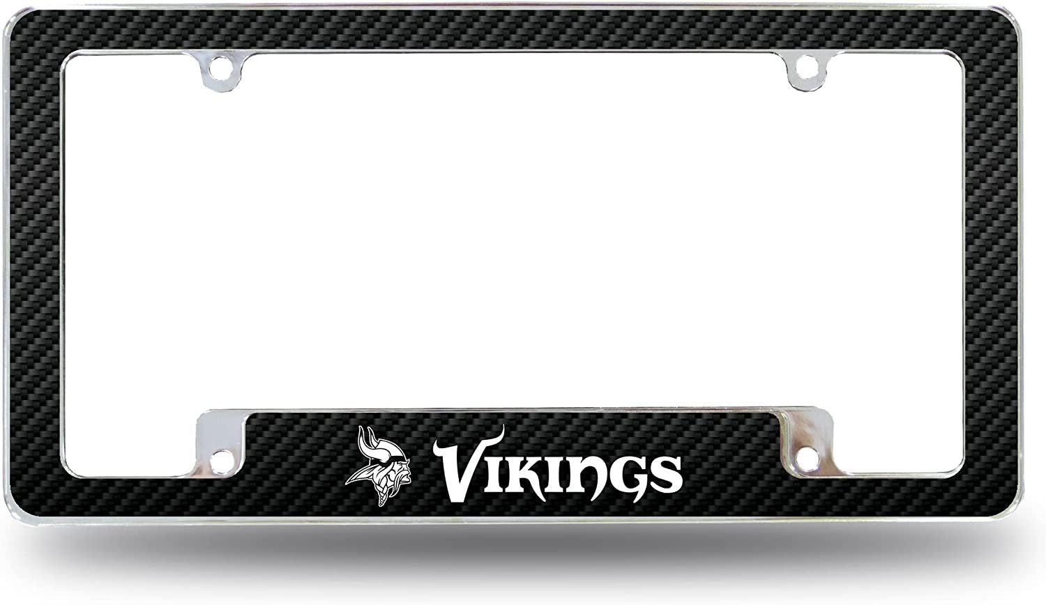 Minnesota Vikings Metal License Plate Frame Chrome Tag Cover Carbon Fiber Design 6x12 Inch 1