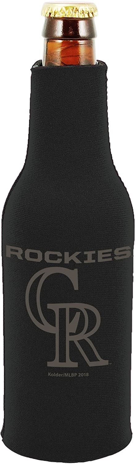 Colorado Rockies 2-Pack Zipper Bottle Tonal Black Beverage Insulator Neoprene Holder Cooler Coolie Baseball 1