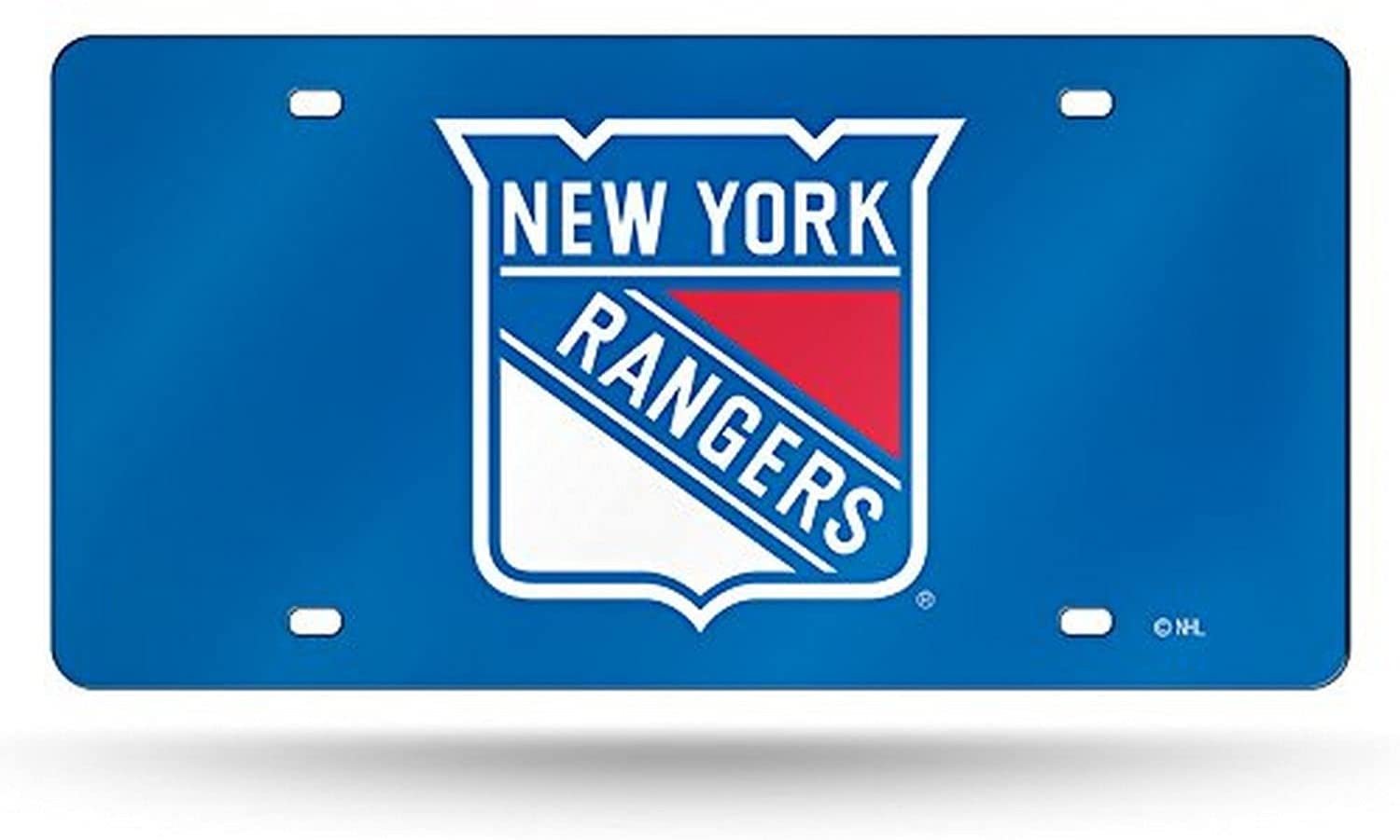 New York Rangers Premium Laser Cut Tag License Plate, Blue Mirrored Acrylic Inlaid, 12x6 Inch