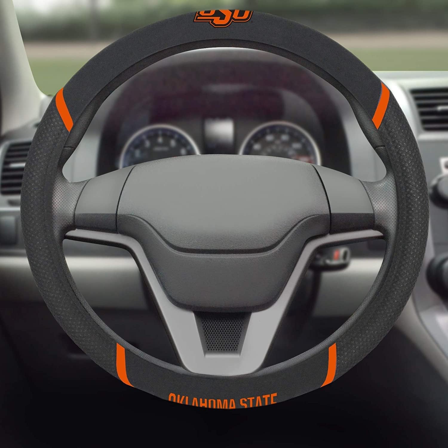 Oklahoma State Cowboys Steering Wheel Cover Embroidered Black 15 Inch University 3