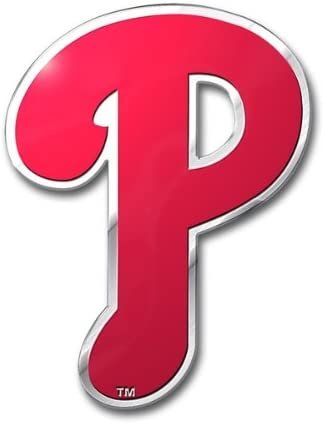 Philadelphia Phillies Aluminum Metal Color Auto Emblem Shape Cut Raised Adhesive Backing 1