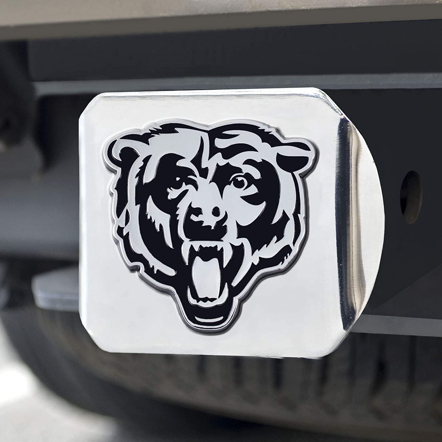 Chicago Bears Solid Metal Hitch Cover with Chrome Metal Emblem 2 Inch Square Type III 2