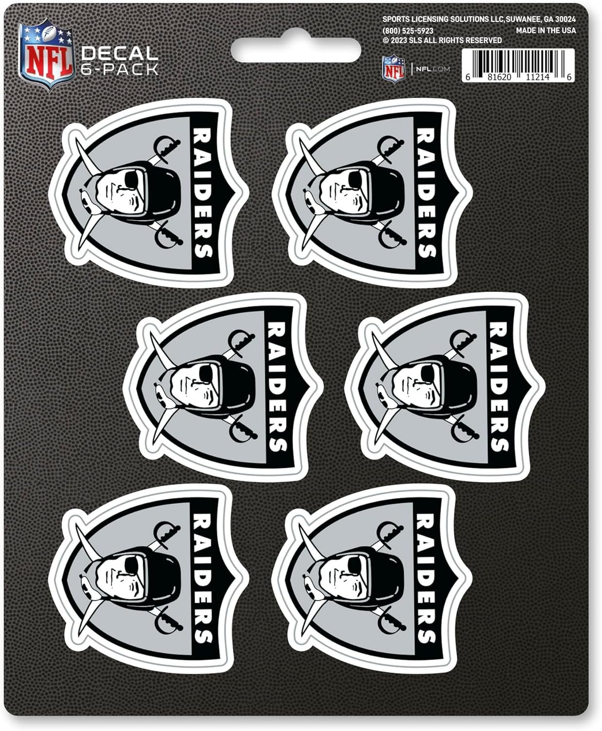 Las Vegas Raiders 6-Piece Decal Sticker Set, Vintage Retro Logo, 5x6 Inch Sheet, Gift for football fans for any hard surfaces around home, automotive, personal items 1