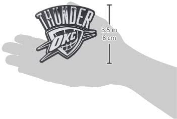 Oklahoma City Thunder Silver Chrome Color Auto Emblem, Raised Molded Plastic, 3.5 Inch, Adhesive Tape Backing 5