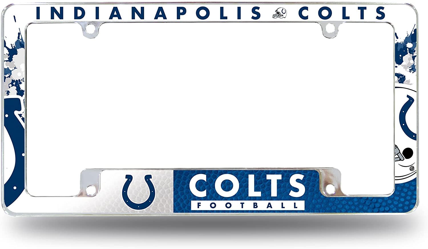 Indianapolis Colts Metal License Plate Frame 12x6 All Over Design EZ VIEW 1