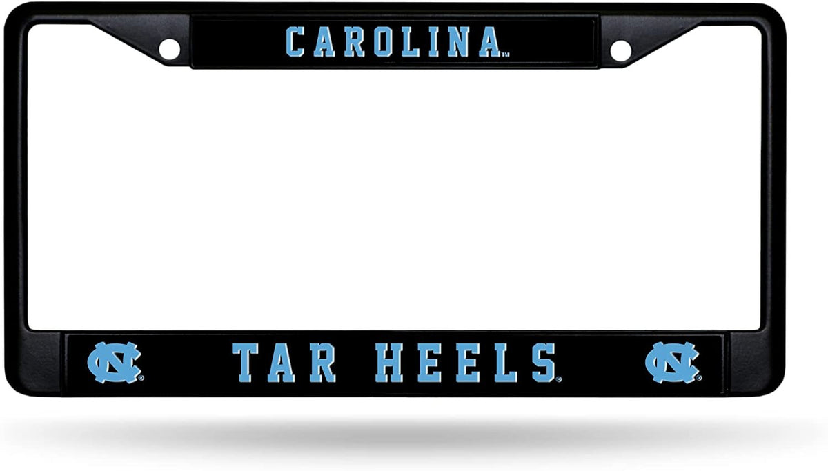 University of North Carolina Tar Heels Black Metal License Plate Frame Chrome Tag Cover 6x12 Inch