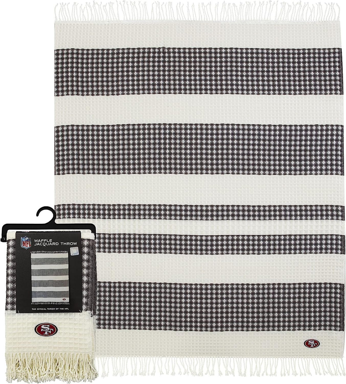 Northwest The Company NFL San Francisco 49ers Waffle Weave Jacquard Throw Blanket, 50" x 60", White/Grey