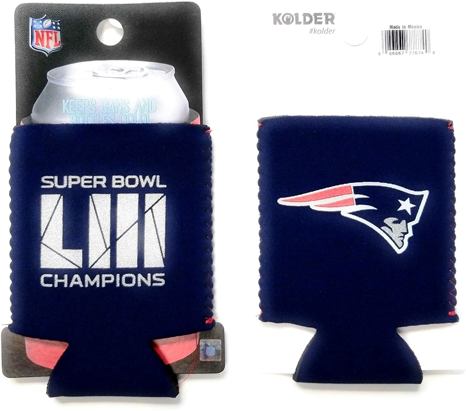 New England Patriots Super Bowl LIII Champions Pair of 12oz Drink Can Cooler Insulated Neoprene Beverage Holder 1