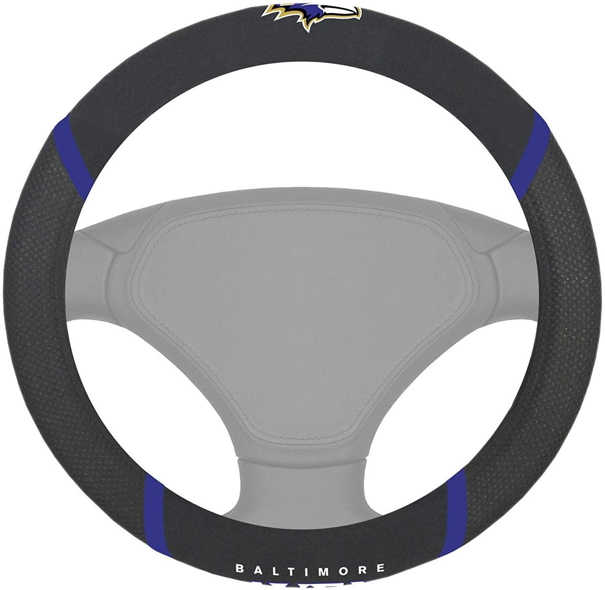 Baltimore Ravens Premium 15 Inch Black Emroidered Steering Wheel Cover