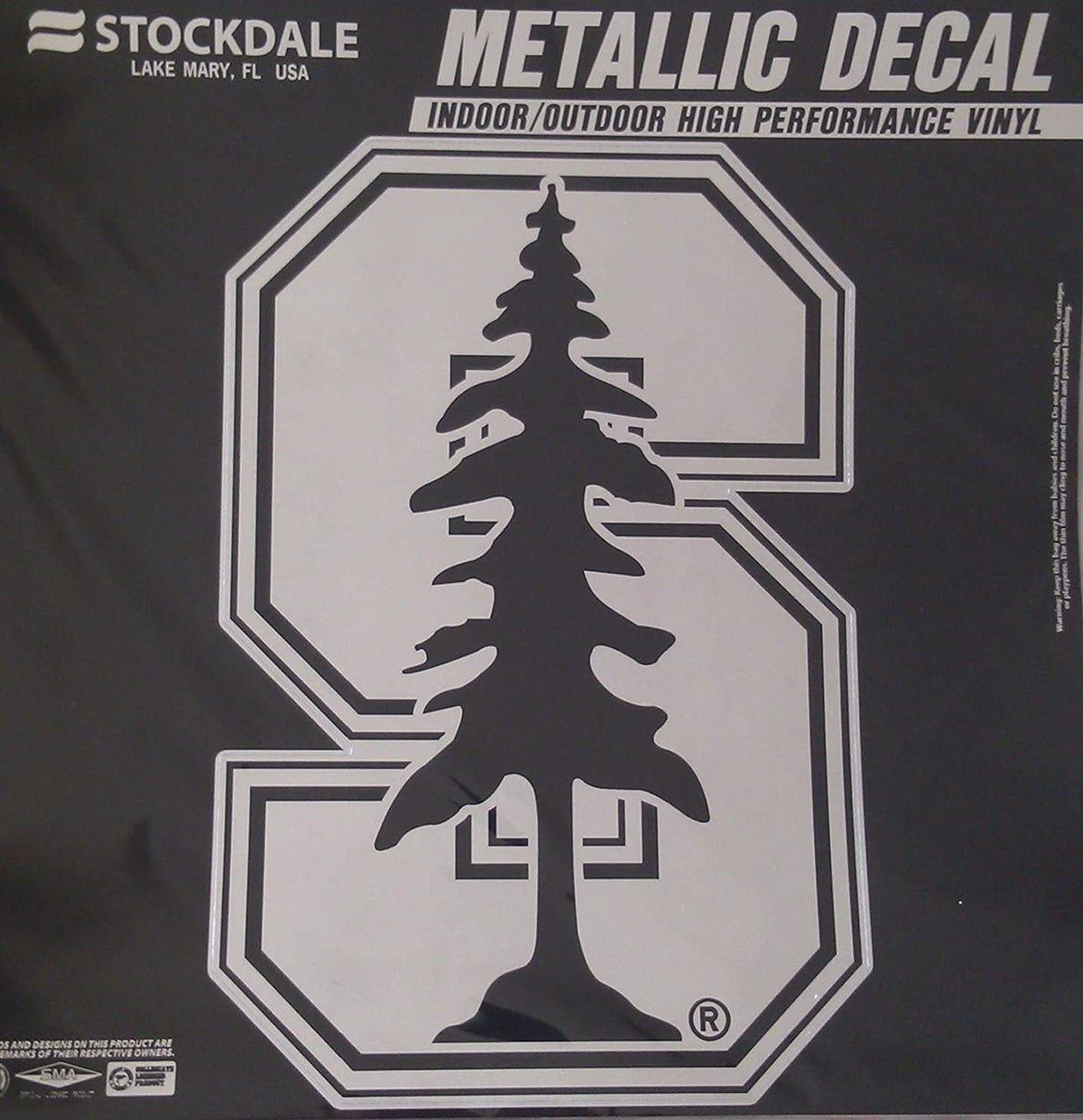 Stanford University Cardinal 12 Inch Decal Sticker, Metallic Chrome Shimmer Design
