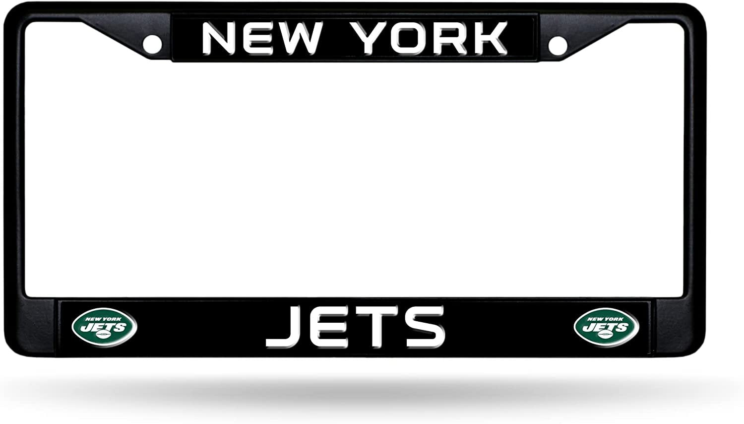 New York Jets Black Metal License Plate Frame Chrome Tag Cover 6x12 Inch