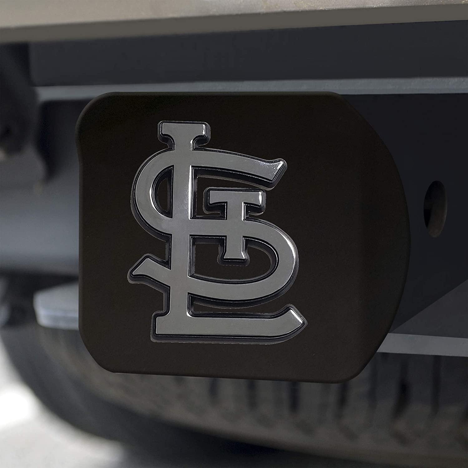 St Louis Cardinals Hitch Cover Solid Metal Black Chrome STL Logo Square Type III