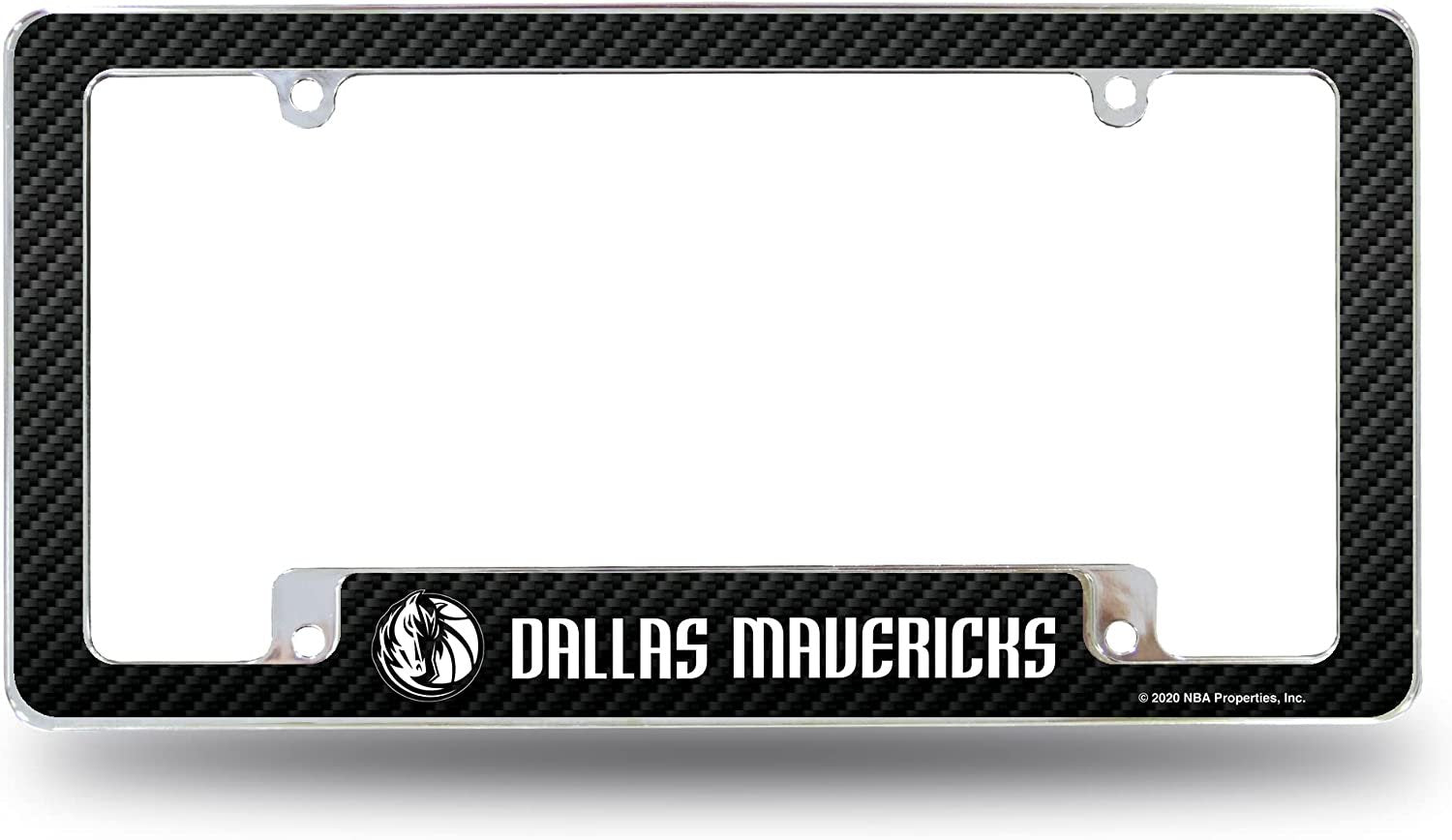 Dallas Mavericks Metal License Plate Frame Chrome Tag Cover Carbon Fiber Design 6x12 Inch