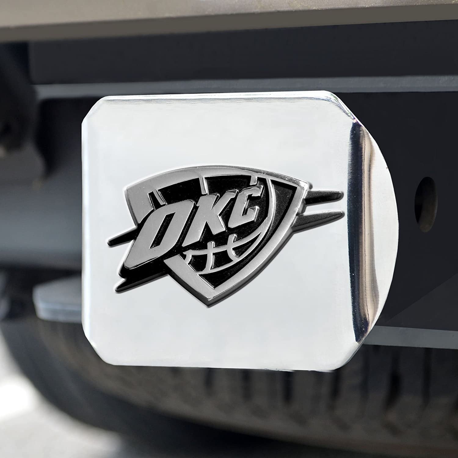 Oklahoma City Thunder Hitch Cover Solid Metal with Raised Chrome Metal Emblem 2" Square Type III 2