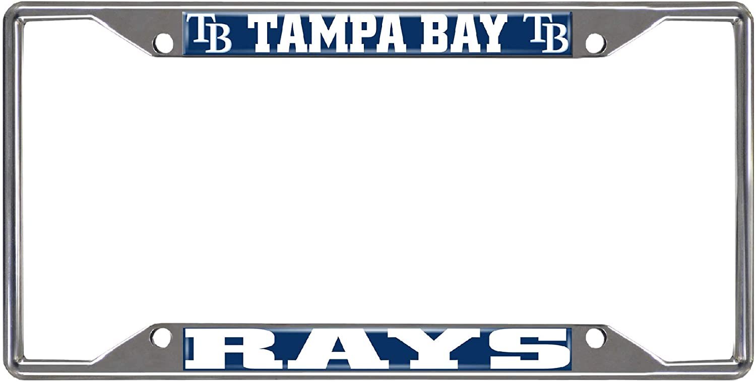 Tampa Bay Rays Metal License Plate Frame Tag Cover Chrome 6x12 Inch