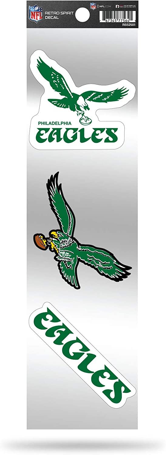 NFL Philadelphia Eagles NFL 3-Piece Retro Spirit Decals, Team Color, Size of Individual Decals Will Vary