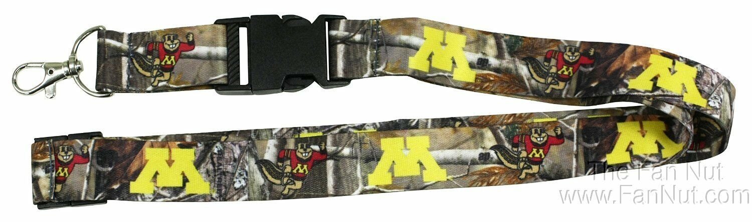 University of Minnesota Gophers Camo Lanyard Keychain Double Sided Breakaway Safety Design Adult 18 Inch 1