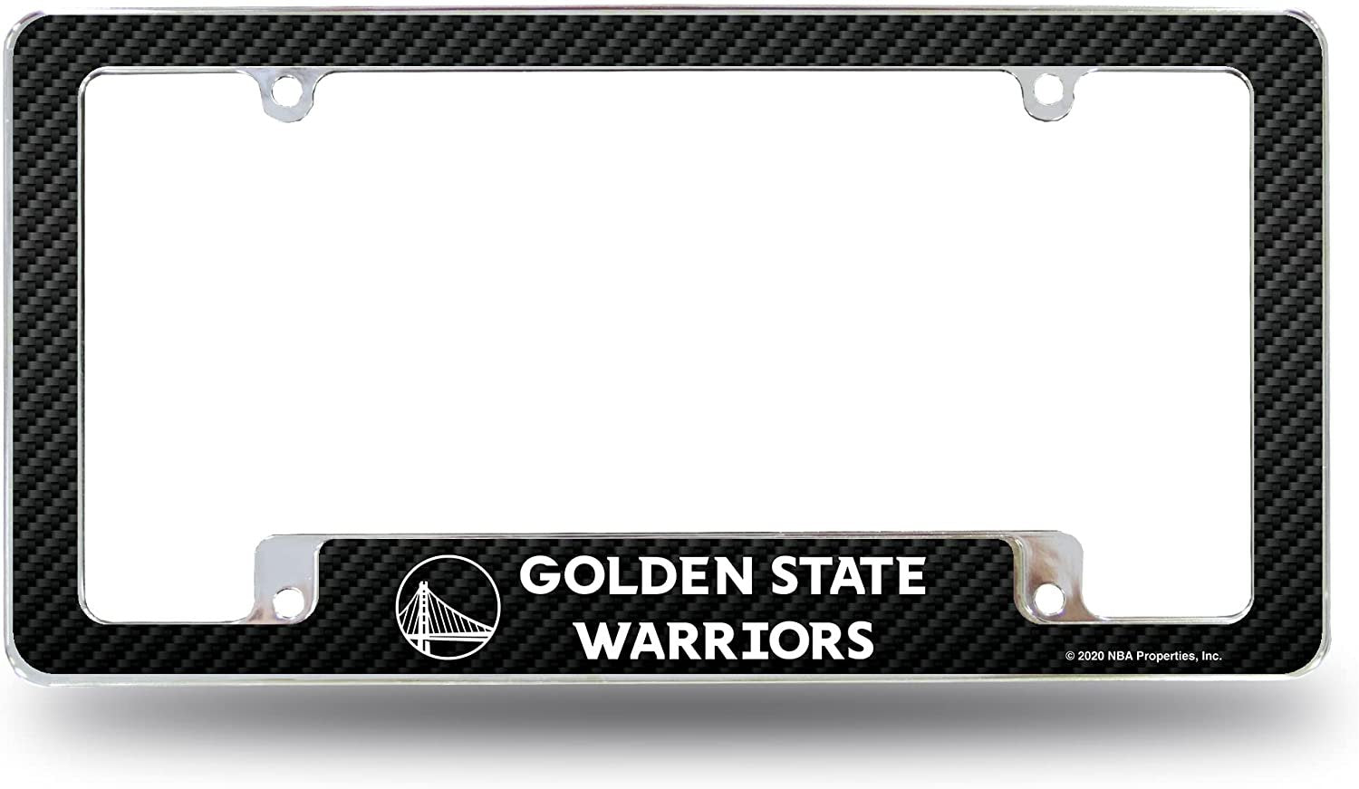 Golden State Warriors Metal License Plate Frame Chrome Tag Cover Carbon Fiber Design 6x12 Inch 1