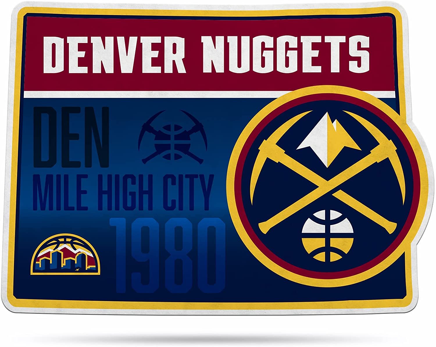 Denver Nuggets Soft Felt Pennant, State Design, Shape Cut, 18 Inch, Easy To Hang 1