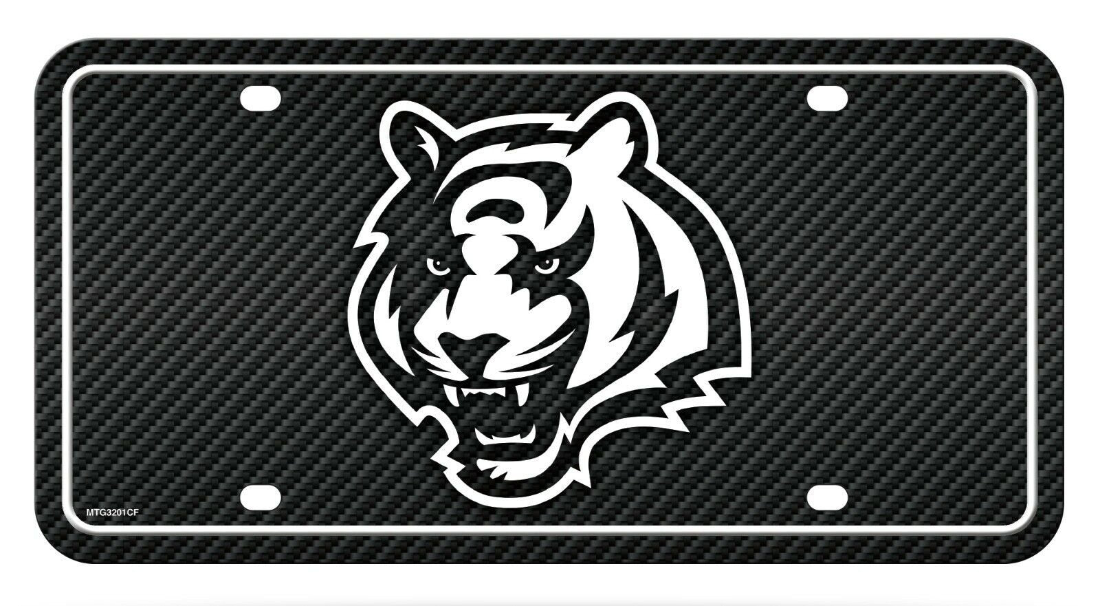 Cincinnati Bengals Metal Auto Tag License Plate, Carbon Fiber Design, 6x12 Inch 1