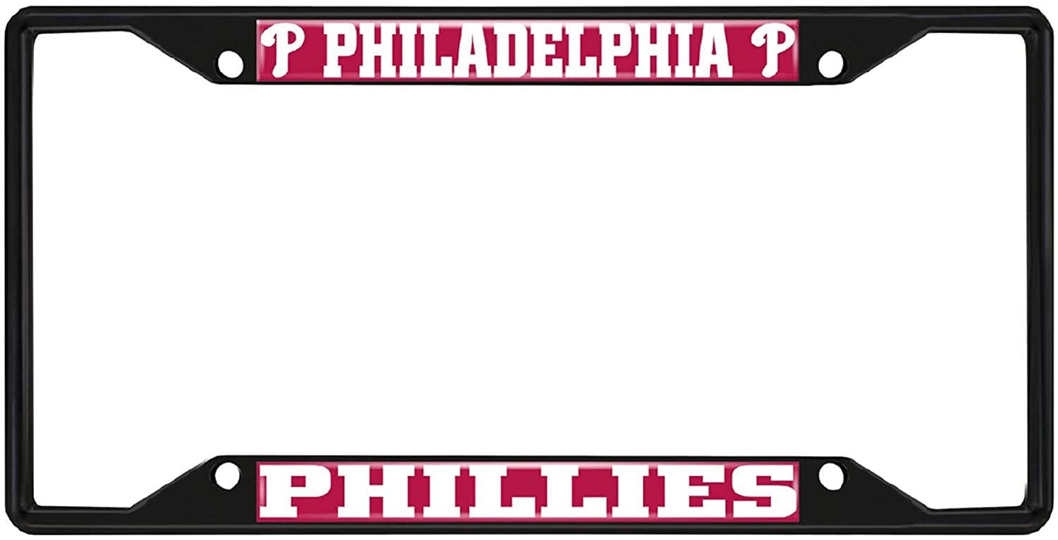 Fan Mats 31316: Philadelphia Phillies Metal License Plate Frame Black Finish, Red