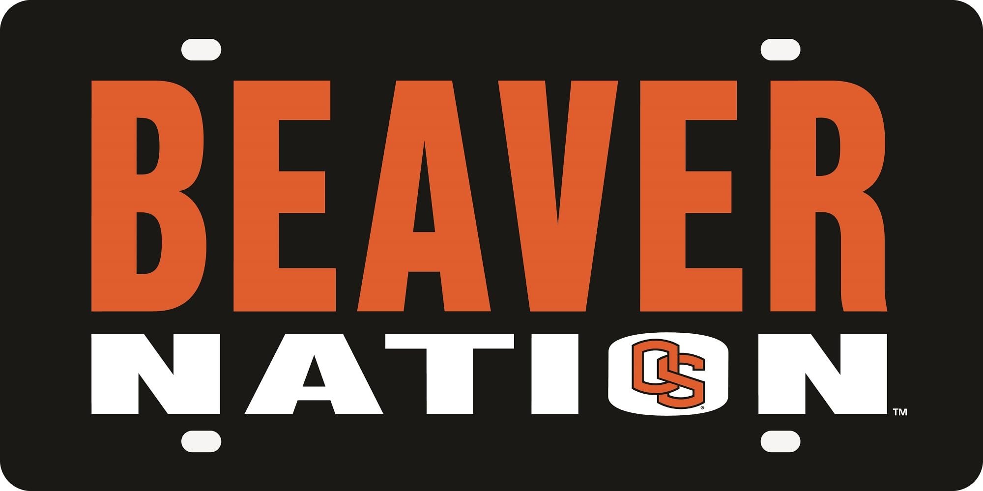 Oregon State University Beavers Premium Laser Cut Tag License Plate, Nation Design, Mirrored Acrylic Inlaid, 12x6 Inch 1