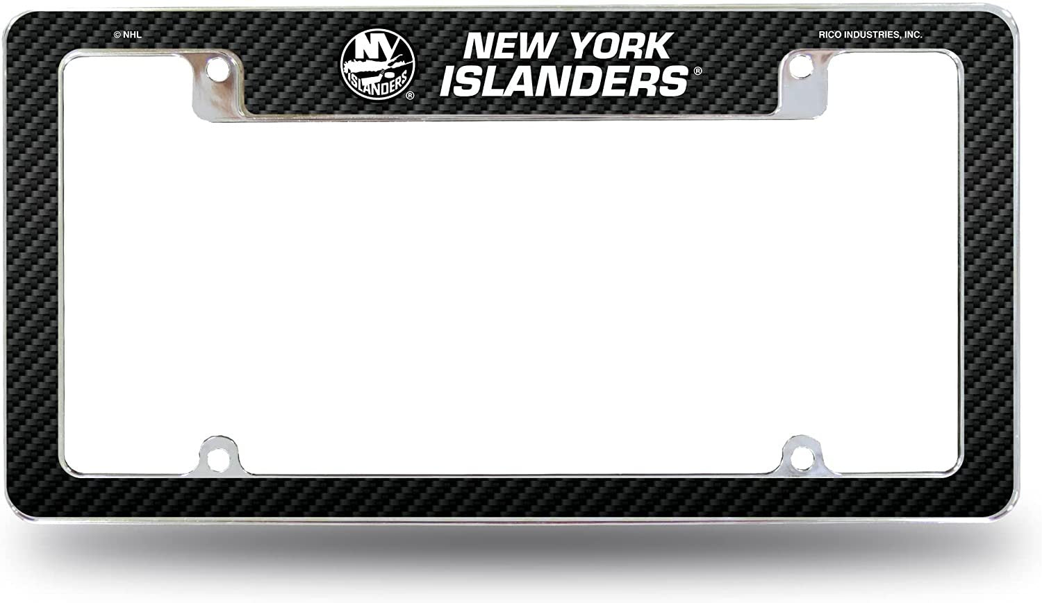 New York Islanders Metal License Plate Frame Tag Cover Carbon Fiber Design 12x6 Inch