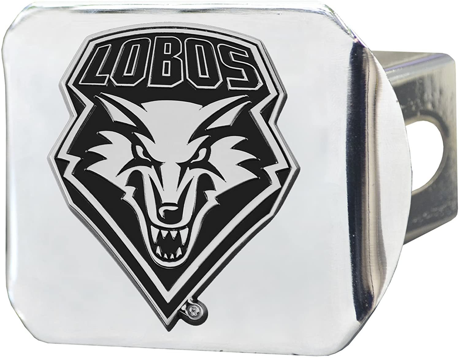 New Mexico Lobos Hitch Cover Solid Metal with Raised Chrome Metal Emblem 2" Square Type III University of