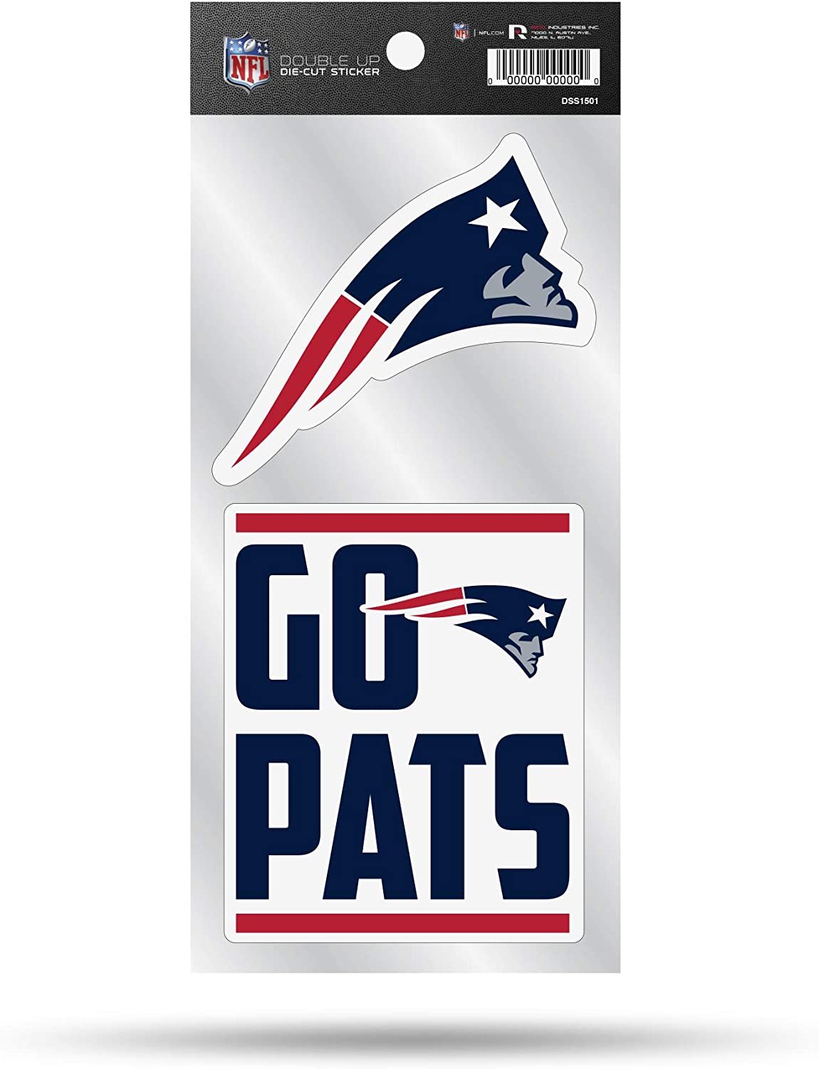NFL New England Patriots Double Up Die Cut 2-Piece Sticker Sheet 1
