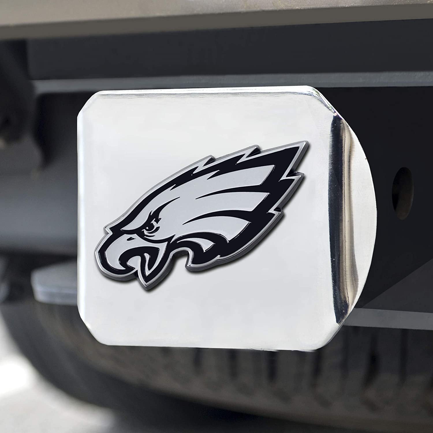 Philadelphia Eagles Hitch Cover Solid Metal with Raised Chrome Metal Emblem 2" Square Type III