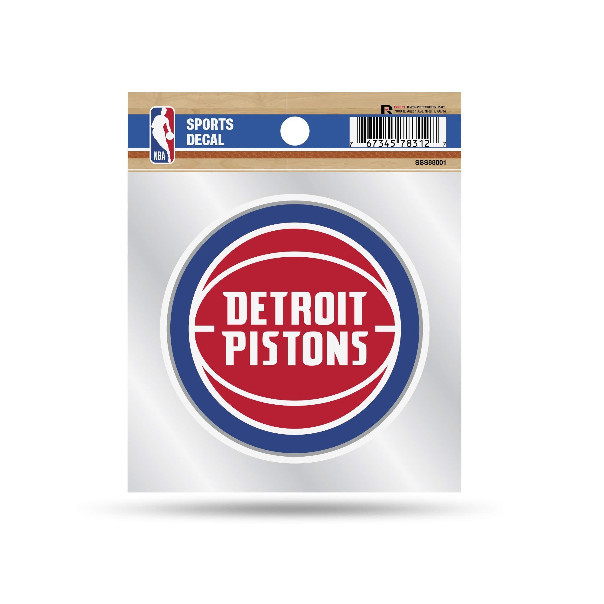 Detroit Pistons 4x4 Die Cut Inch Decal Sticker Flat Vinyl, Primary Logo, Clear Backing 1