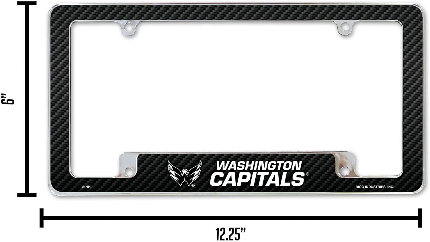 Washington Capitals Metal License Plate Frame Chrome Tag Cover Carbon Fiber Design 6x12 Inch 5