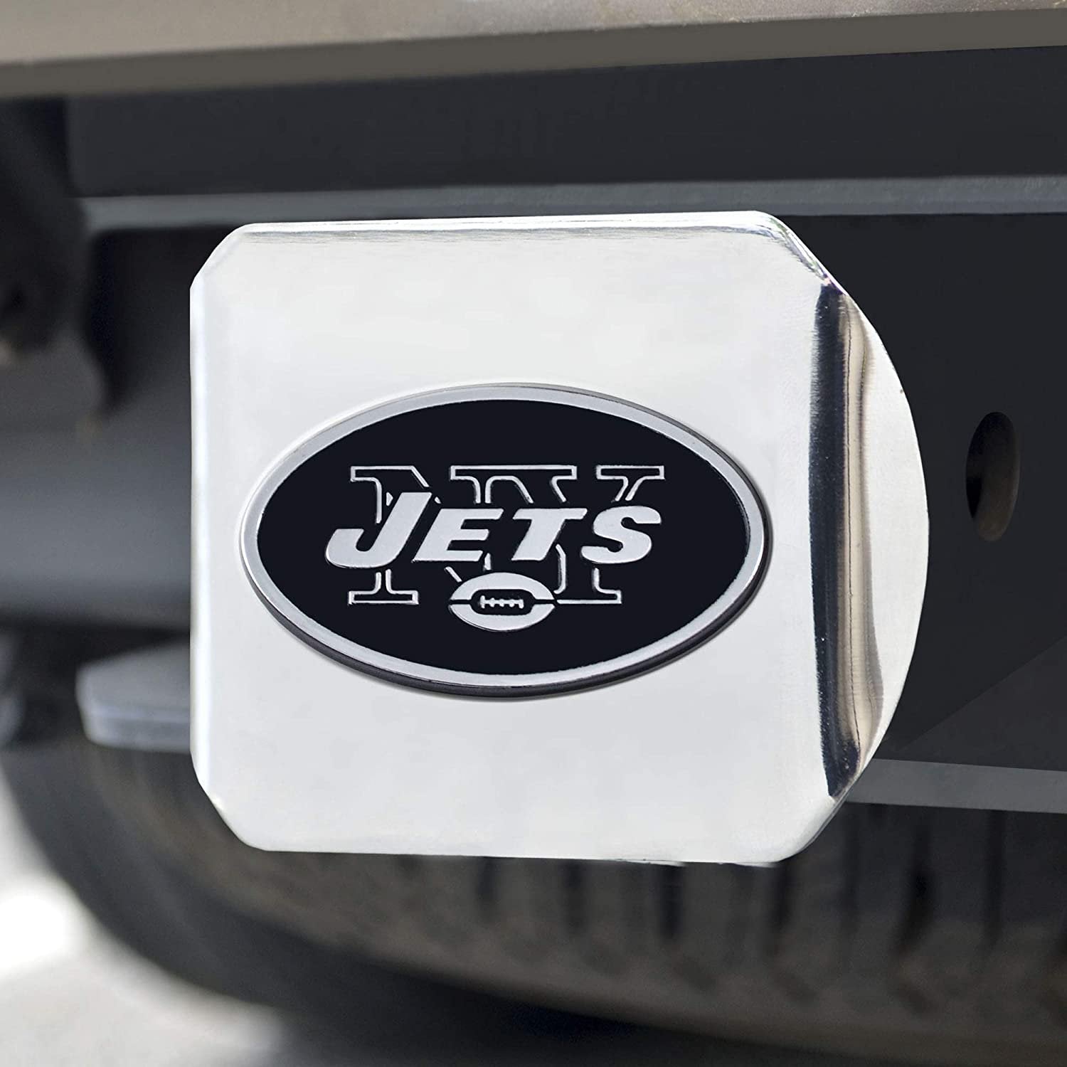 New York Jets Hitch Cover Solid Metal with Raised Chrome Metal Emblem 2" Square Type III 2
