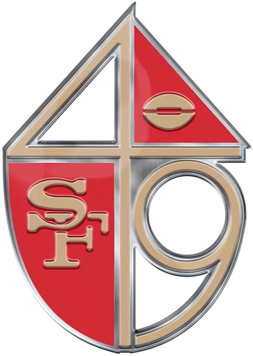 San Francisco 49ers Premium Aluminum Metal Raised Auto Emblem, Retro Logo, Color Embossed, Full Adhesive Backing 1