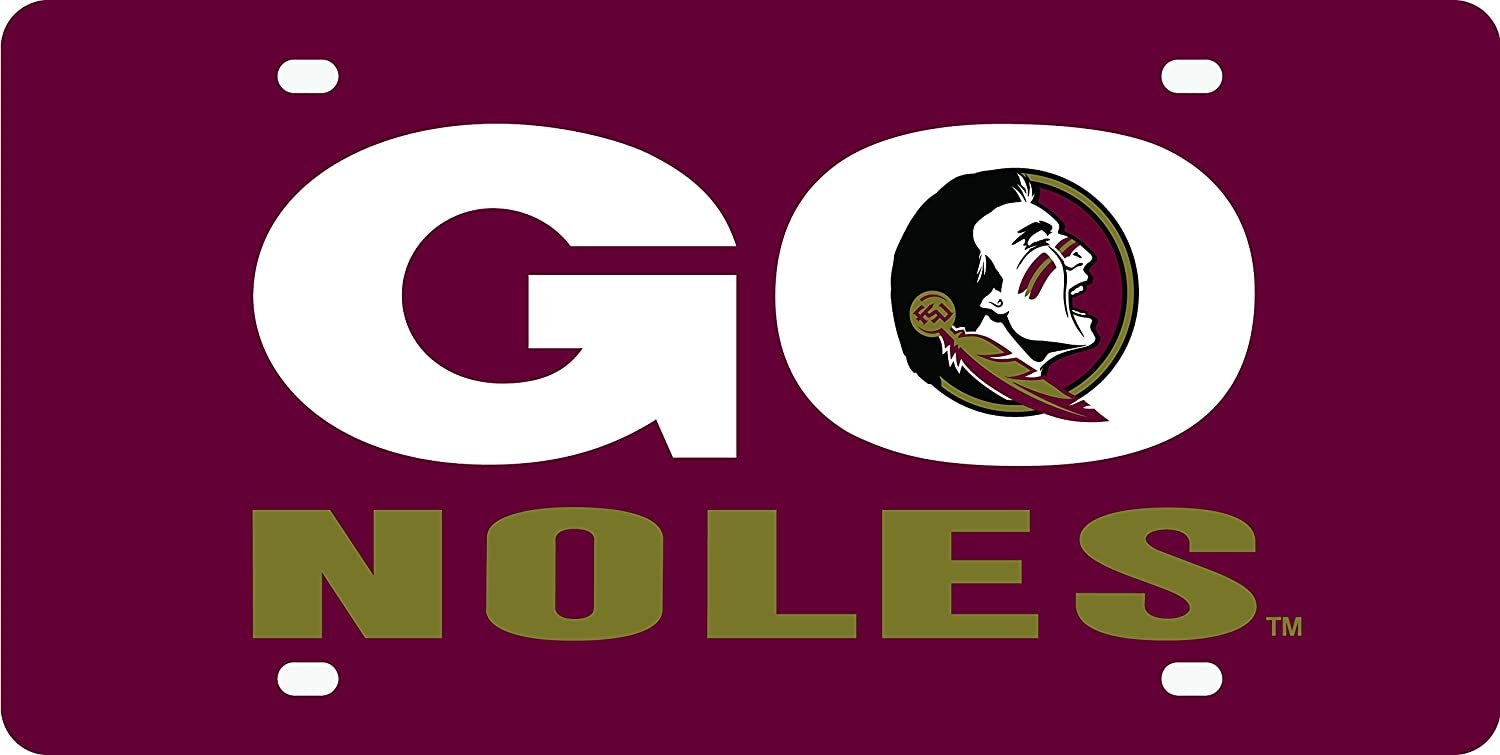 Florida State University Seminoles Laser Cut Tag License Plate, Mirrored Acrylic, Inlaid, Go Noles, 12x6 Inch 1