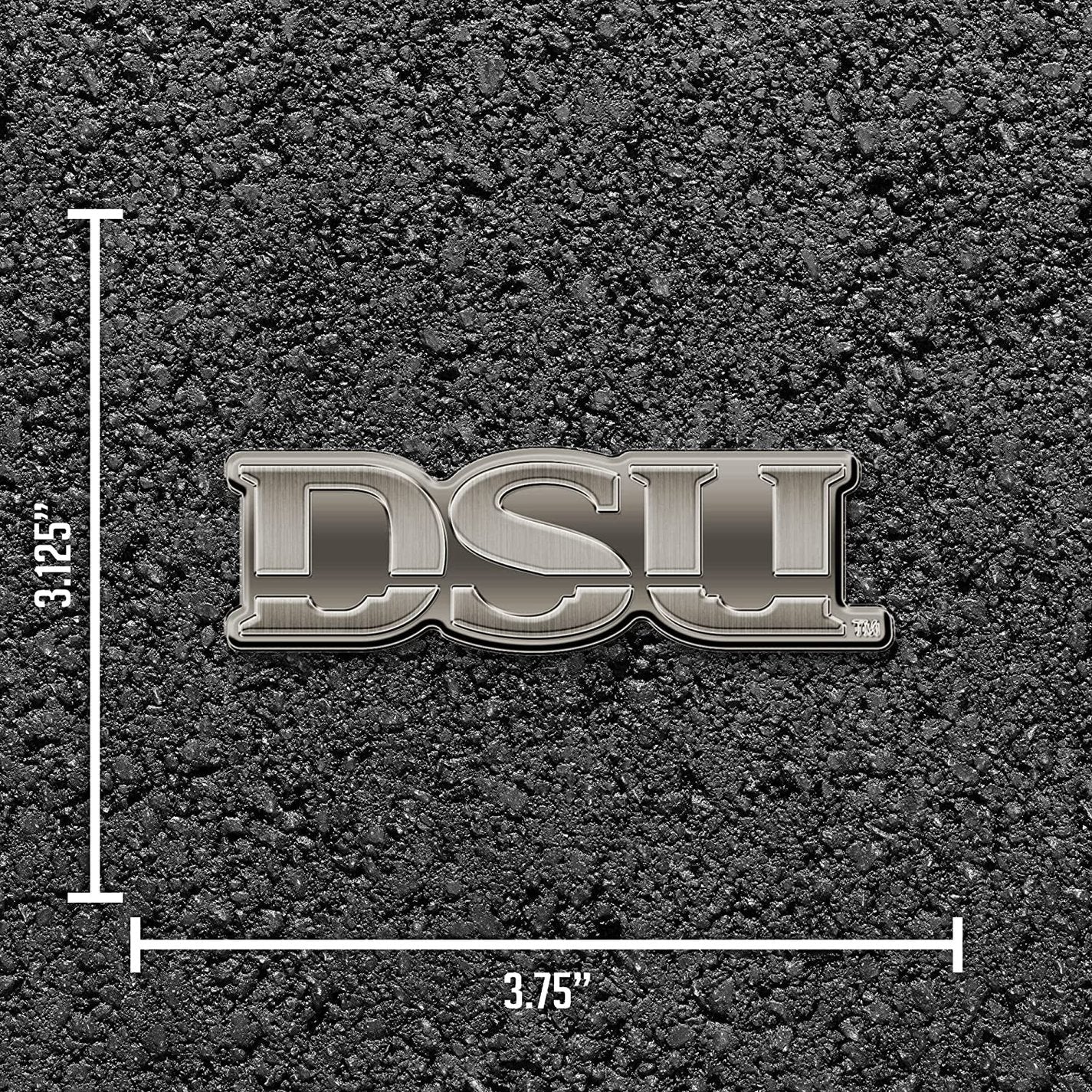 Dixie State University Trailblazers Premium Solid Metal Raised Auto Emblem, Antique Nickel Finish, Shape Cut, Adhesive Backing 4