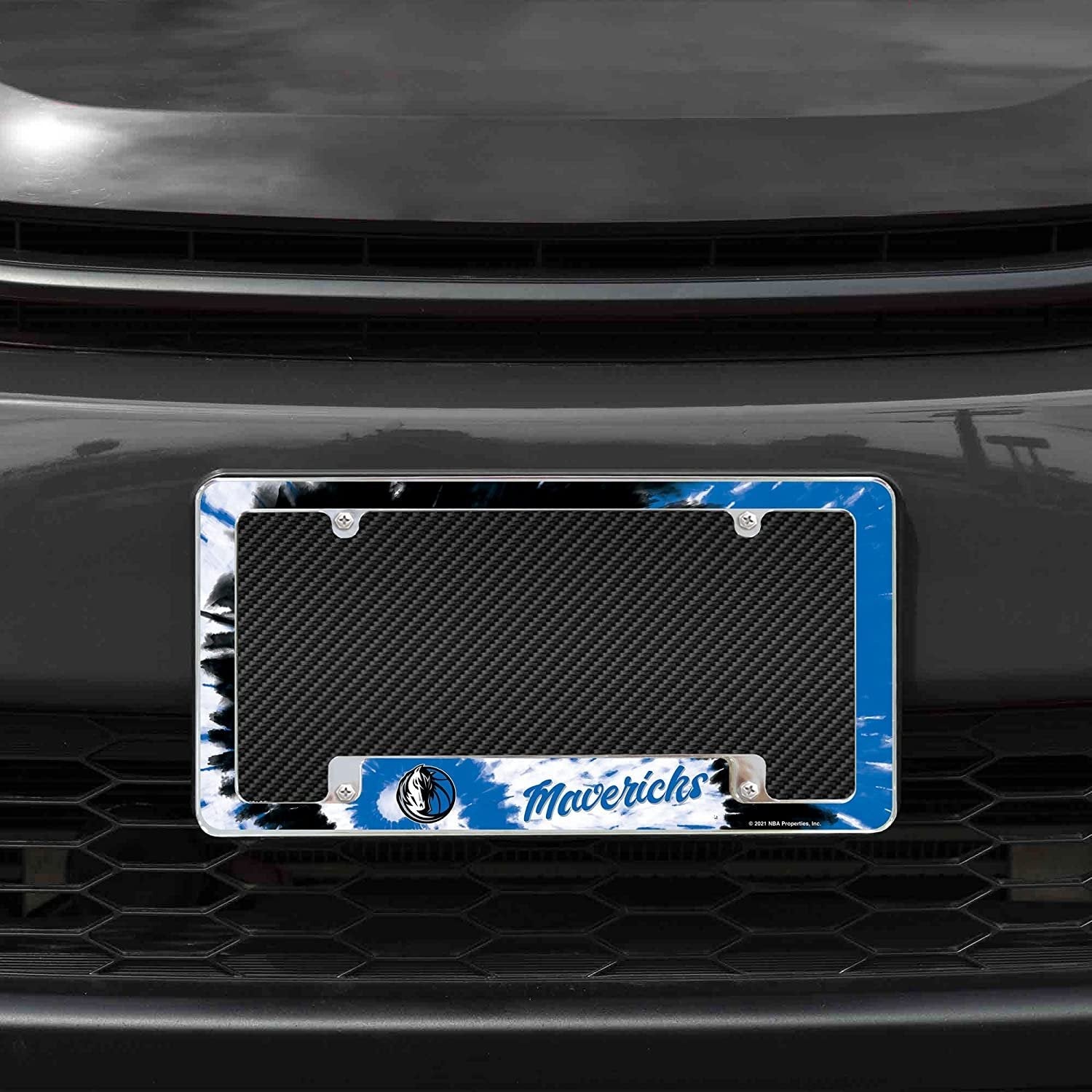 Dallas Mavericks Metal License Plate Frame Chrome Tag Cover Tie Dye Design 6x12 Inch 2