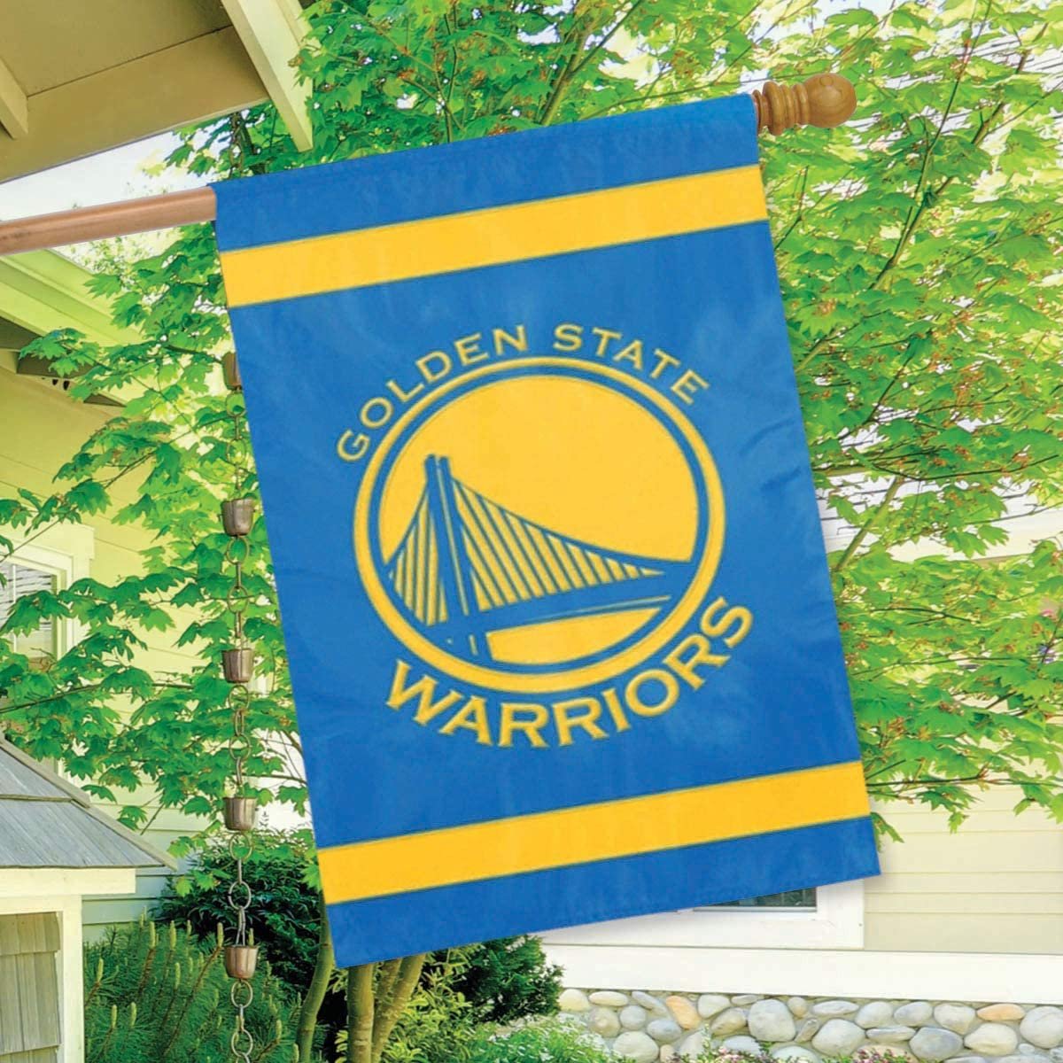Golden State Warriors Premium 28x44 Inch House Banner Flag, Double Sided, Embroidered, Outdoor Indoor Use 3