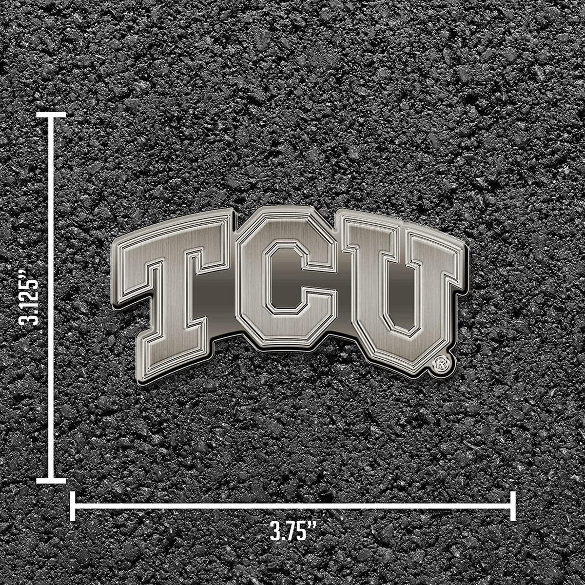 Texas Christian University Horned Frogs TCU Solid Metal Auto Emblem Antique Nickel for Car/Truck/SUV 5