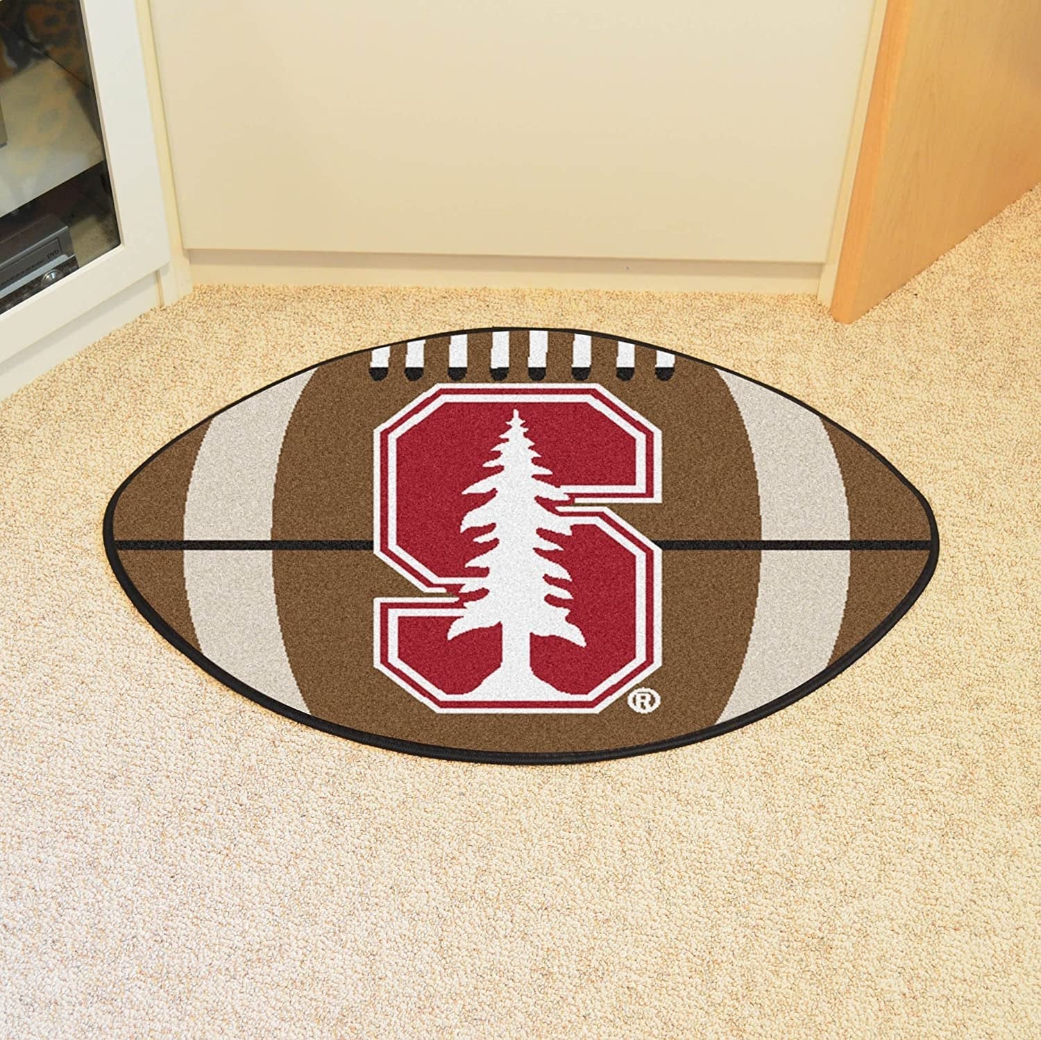 Stanford University Cardinal Floor Mat Area Rug, 20x32 Inch, Non-Skid Backing, Football Design