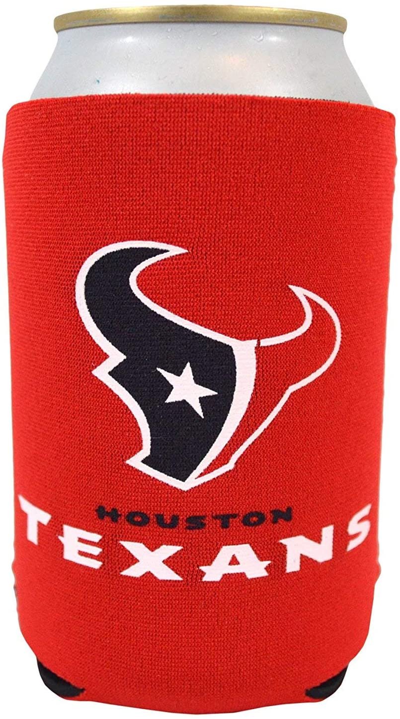 Houston Texans Pair of 12oz Drink Can Cooler Insulated Neoprene Beverage Holder, Black Tonal Design 2