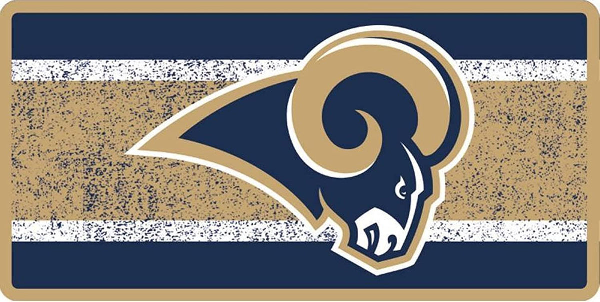 Los Angeles Rams Premium Laser Cut Tag License Plate, Vintage Design, Mirrored Acrylic, 6x12 Inch 1