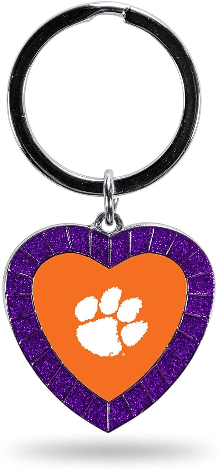Clemson Keychain Rhinestone Heart Decal Emblem Team Color University of
