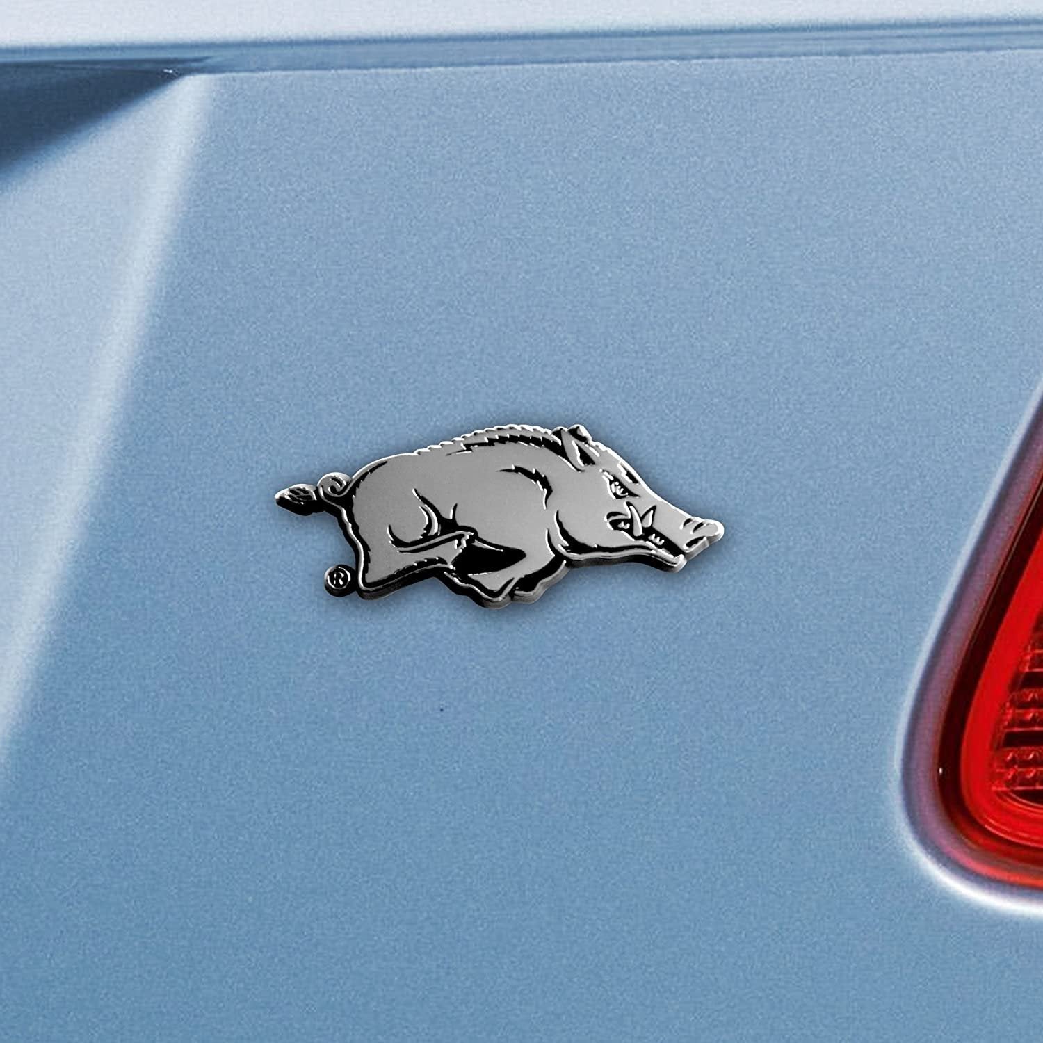 University of Arkansas Razorbacks Auto Emblem Solid Metal Chrome Raised Die Cut 2