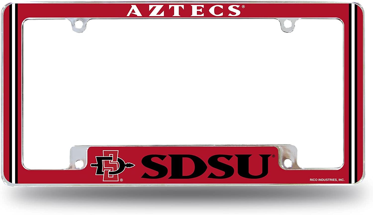 San Diego State University Aztecs Metal License Plate Frame Chrome Tag Cover Alternate Design 6x12 Inch