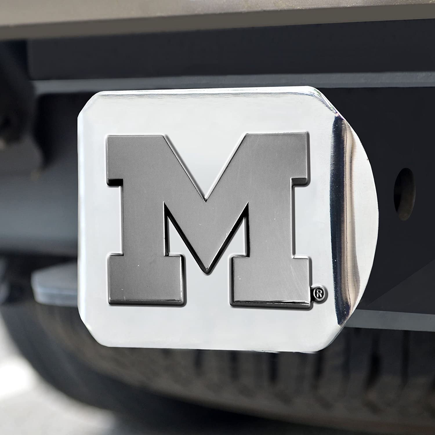 Michigan Wolverines Hitch Cover Solid Metal with Raised Chrome Metal Emblem 2" Square Type III University of 2
