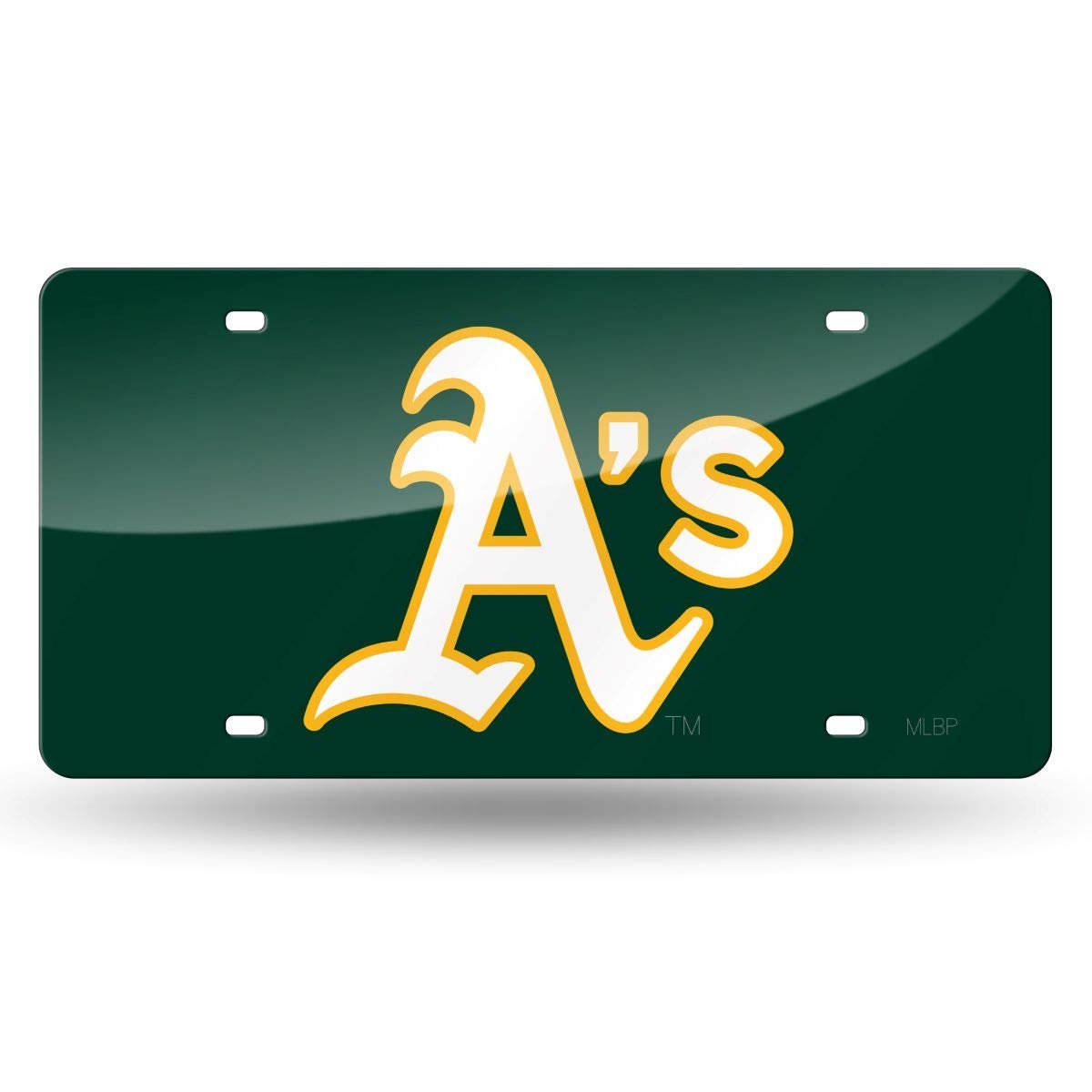 Oakland A's Athletics Premium Laser Cut Tag License Plate, Green Mirrored Acrylic Inlaid, 12x6 Inch 1