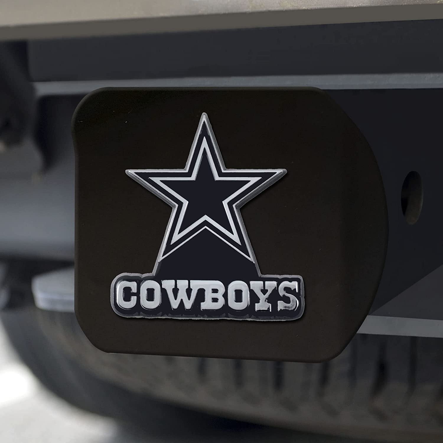 NFL Dallas Cowboys Metal Hitch Cover, Black, 2" Square Type III Hitch Cover 2