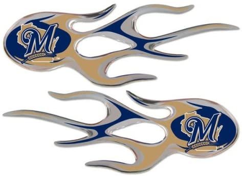 Los Angeles Dodgers Pair of Decal Sticker Emblem, Air Puffed Raised, Micro Flame Design, Full Adhesive Backing, 2x5 Inch Each 1