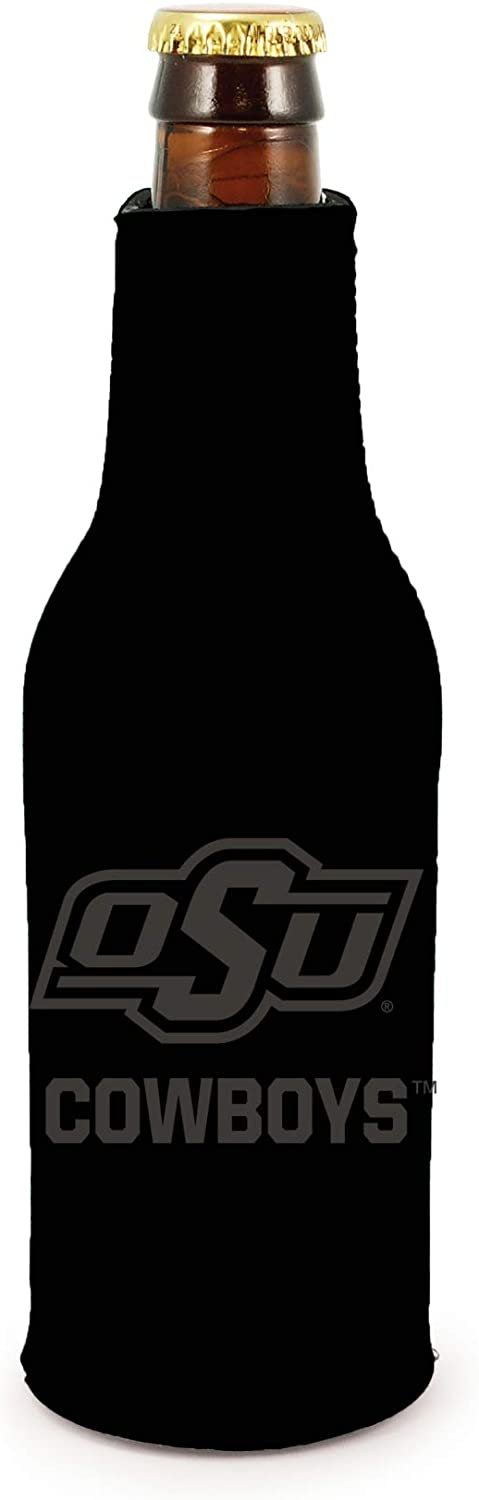 Oklahoma State Cowboys 2-Pack Tonal Black Design Zipper Bottle Neoprene Beverage Insulator Holder University of 1